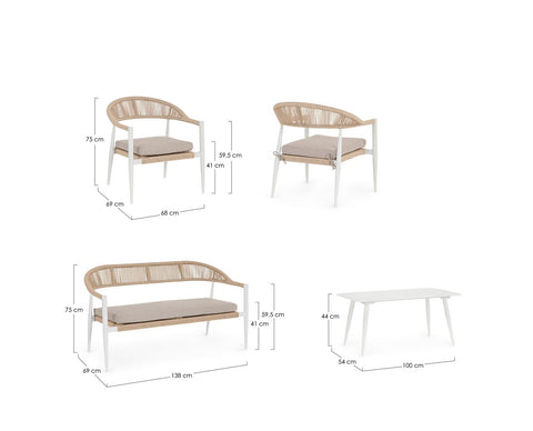 SET4 SITZGRUPPE M-K JANDIA WEISS/BEIGE