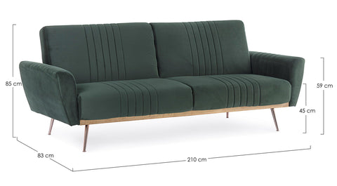 BETTSOFA JOHNNY SAMT DUNKELGRÜN