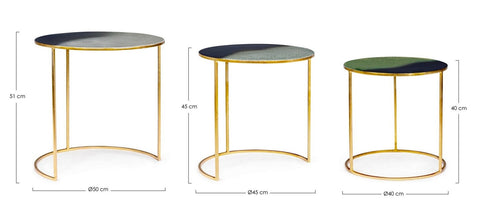 3ER SET BEISTELLTISCH DESUR RUND