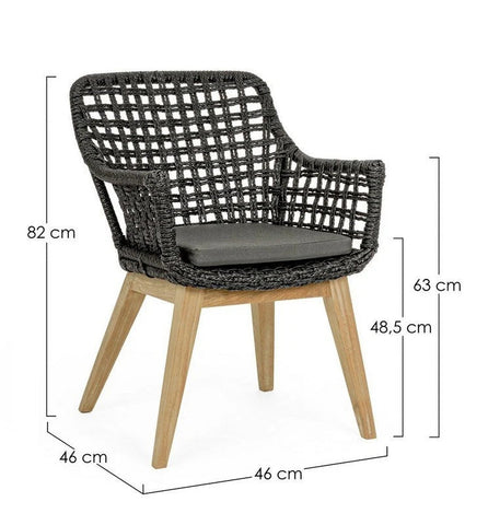 Bizzotto Homemotion STUHL MIT ARMLEHNEN MIT KISSEN MADISON N