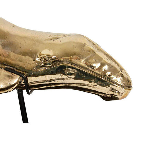 Handgefertigte Messing Wal Dekoration auf Holzständer - Größe M