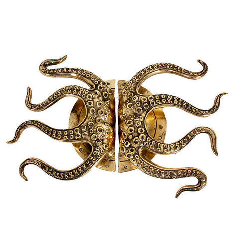 Handgefertigte Messing Türgriffe Oktopus - 2er Set