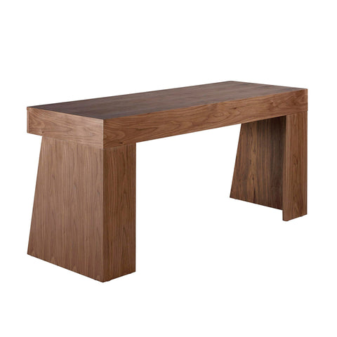 Designer Schreibtisch aus Nussbaumholz mit Chromakzenten und 3 Schubladen