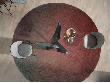 Esstisch aus mit Tischplatte aus Einscheibensicherheitsglas