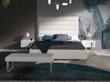 Weiße Öko-Lederbank mit Edelstahlgestell