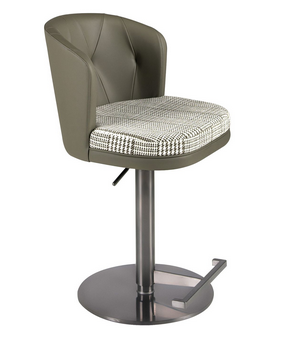 Drehbarer Barhocker mit Stoff und Kunstleder in Grün-Weiß