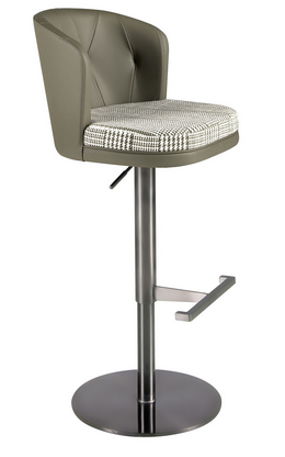 Drehbarer Barhocker mit Stoff und Kunstleder in Grün-Weiß