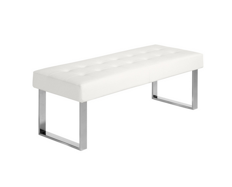 Weiße Öko-Lederbank mit Edelstahlgestell