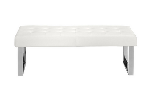 Weiße Öko-Lederbank mit Edelstahlgestell