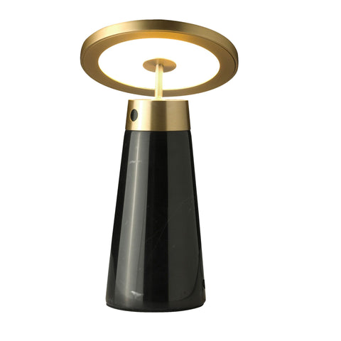 Designer Tischlampe aus schwarzem Marmor mit goldenem Stahl und Dimmer
