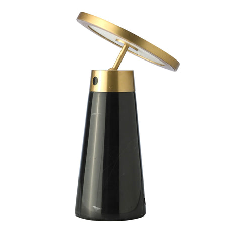 Designer Tischlampe aus schwarzem Marmor mit goldenem Stahl und Dimmer