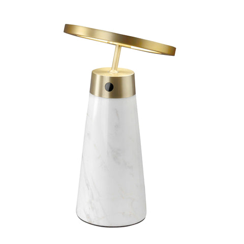 Designer Tischlampe aus weißem Calacatta-Marmor mit goldenem Stahl und Dimmer