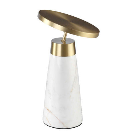 Designer Tischlampe aus weißem Calacatta-Marmor mit goldenem Stahl und Dimmer