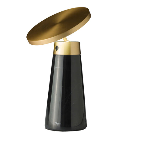 Designer Tischlampe aus schwarzem Marmor mit goldenem Stahl und Dimmer