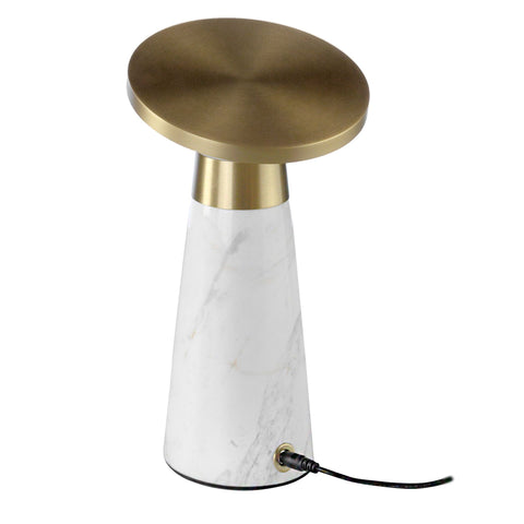 Designer Tischlampe aus weißem Calacatta-Marmor mit goldenem Stahl und Dimmer