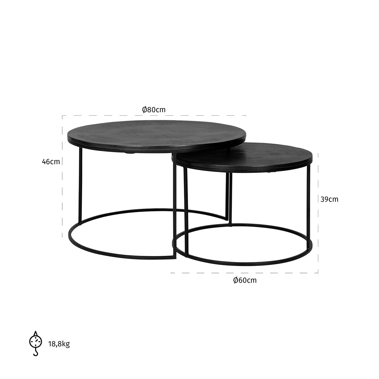 Richmond Interiors Coffee Table Bolder Set of 2 Black