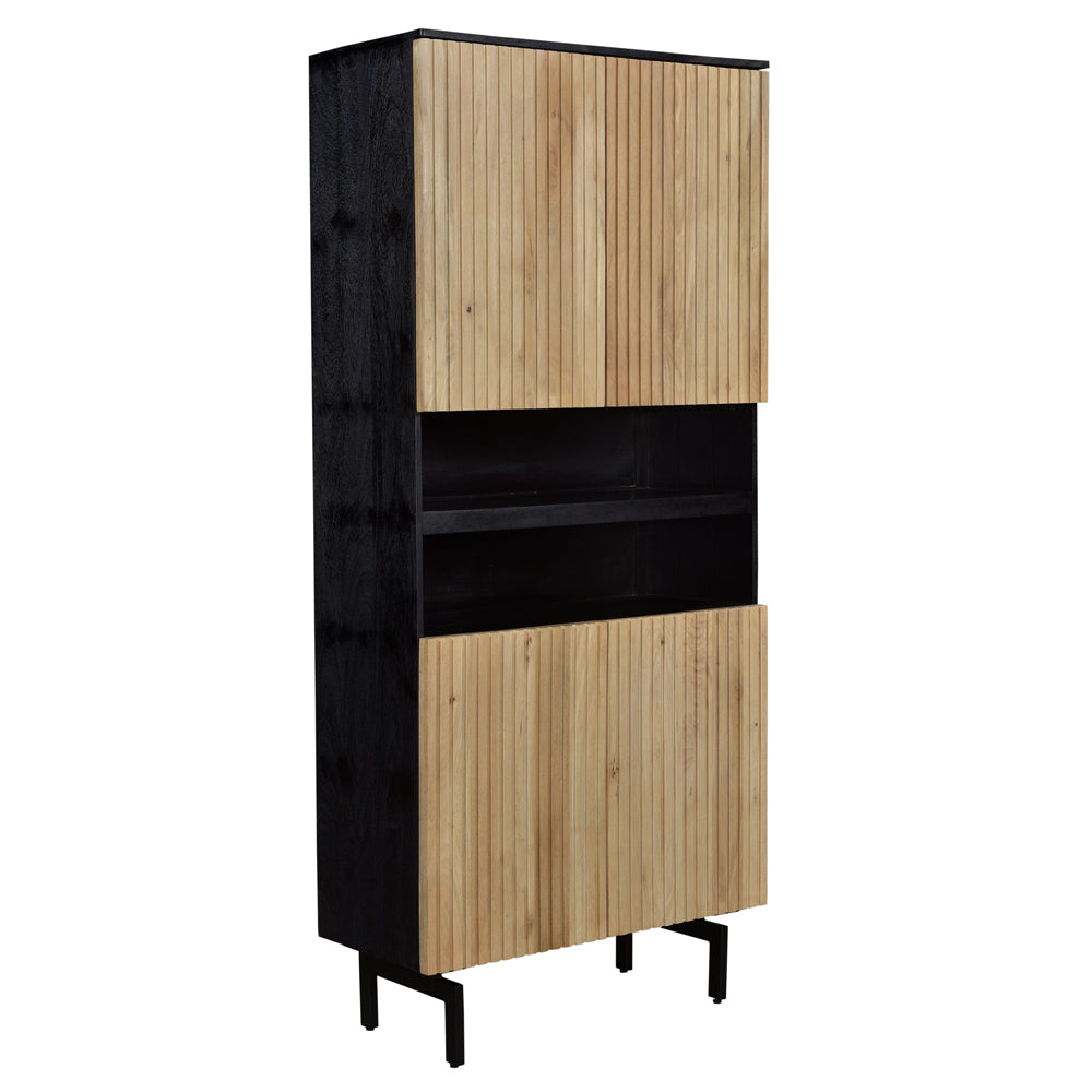i-catchers Piano 4 Door Mango Wood Cabinet Storage Shelf